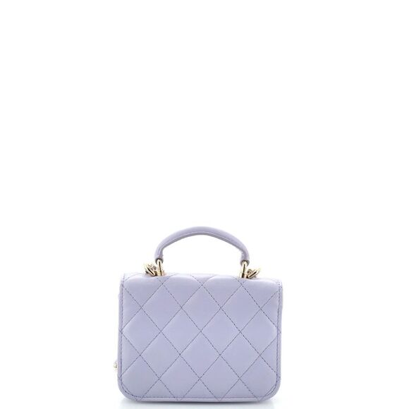 Chanel Top Handle Flap Coin Purse with Chain Quilted Lambskin Purple - Picture 4 of 9